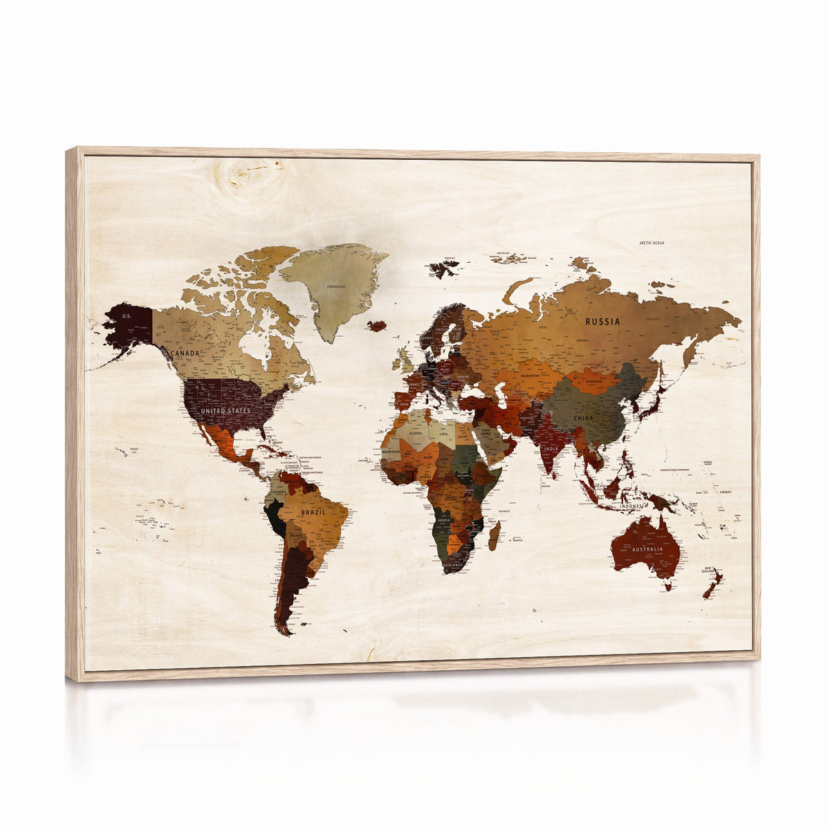 35728547D-MGV-CV-36X24 - Custom Push Pin World Map Wall Art Canvas Print – Personalized Travel Tracker with Pins Framed Large for Home and Office Decor