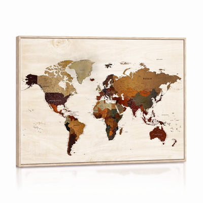 35728547D-MGV-CV-36X24 - Custom Push Pin World Map Wall Art Canvas Print – Personalized Travel Tracker with Pins Framed Large for Home and Office Decor