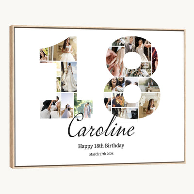 CSTM914DD-MGV-CV-36X24 - Number Photo Mosaic Canvas Print – Personalized Birthday Number Made of Your Photos