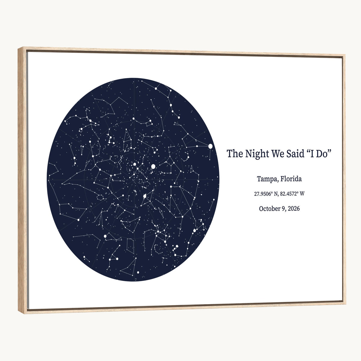 CSTM914STR-MGV-CV-36X24 - Custom Star Map Canvas Print – Personalized Night Sky Wall Art by Date and Location