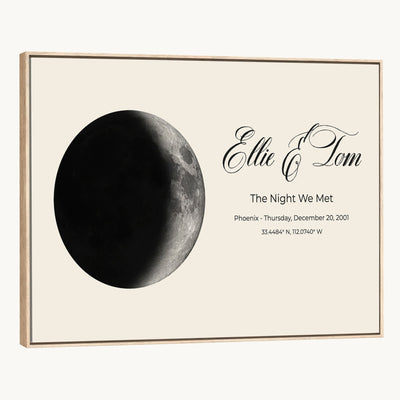 CSTM914MOON-MGV-CV-36X24 - Moon Phase Canvas Print – Personalized Moon from the Night You Met Wall Art