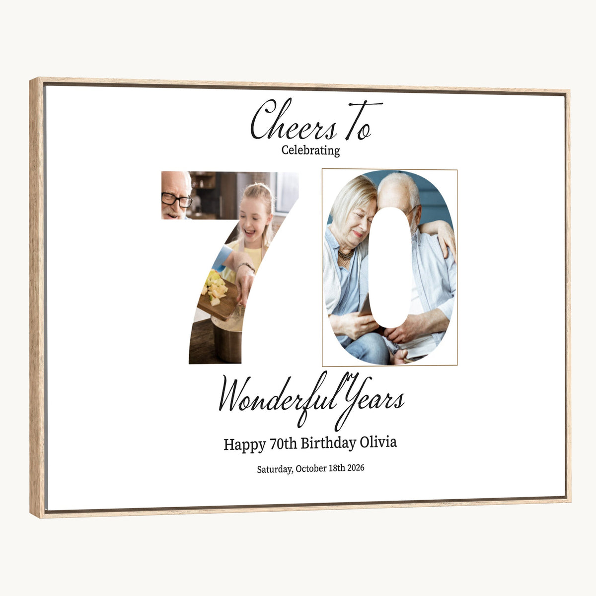 CSTM914DEDE-MGV-CV-36X24 - Number with Photo Canvas Print – Personalized Birthday Number Wall Art