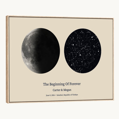 CSTM914LIRIKD-MGV-CV-36X24 - Moon and Stars Canvas Print – Personalized Moon Phase and Star Map Wall Art