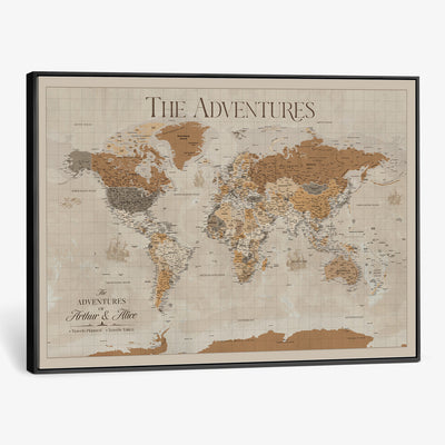 57738274-MGV-CV-36X24 - Custom Push Pin World Map Wall Art Canvas Print | Personalized Travel Tracker - NEWMAP-10