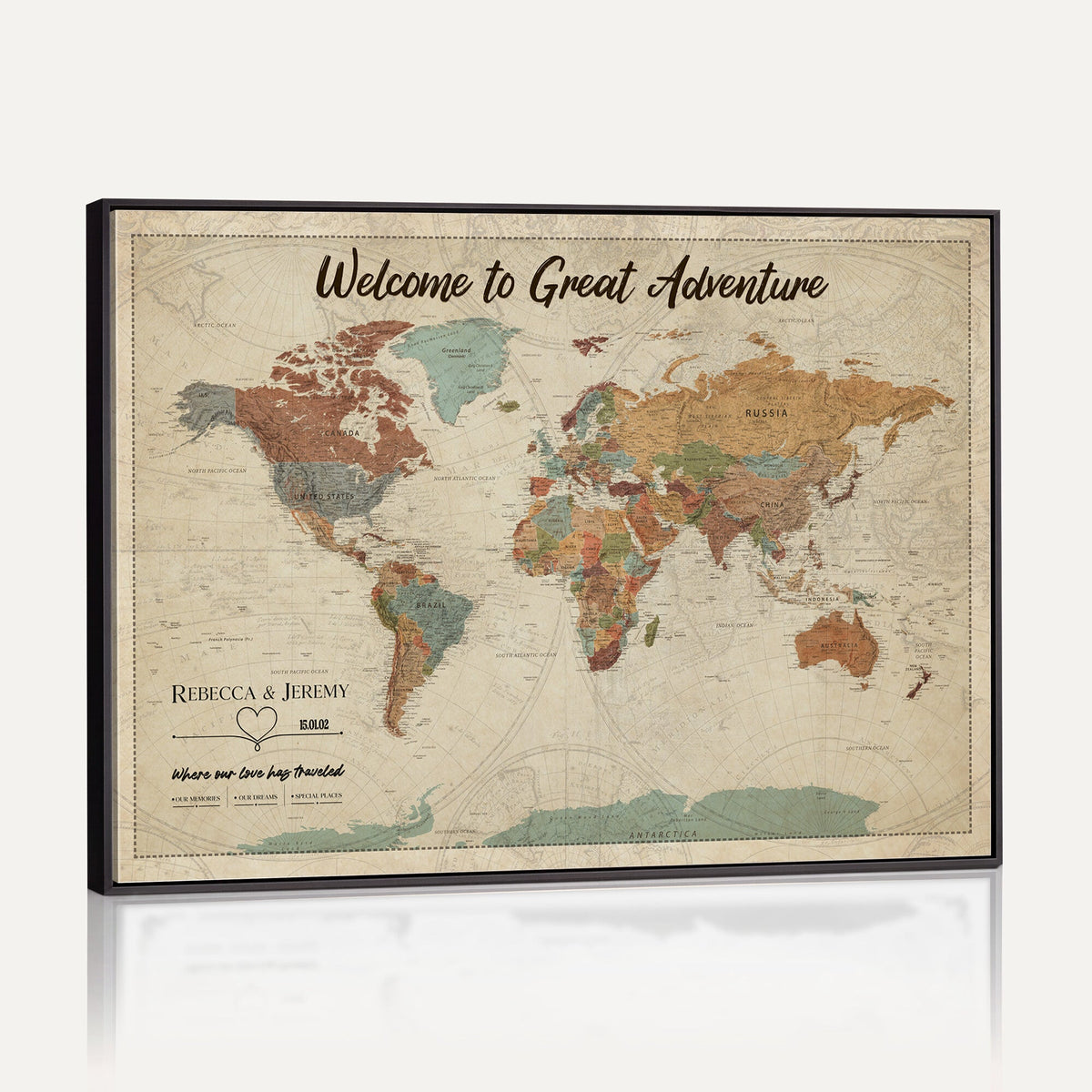 Large Personalized Beige Minimalist Push Pin World Map Wall Art, Next Trip Planner Map, Bedroom and Home Office Decor