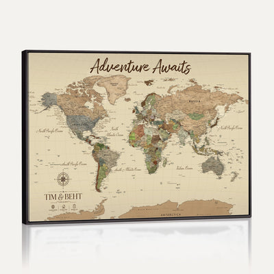72027187-MGV-CV-36X24 - Custom Push Pin World Map Wall Art Canvas Print | Personalized Travel Tracker with Pins Map Print - NEWMAP-23