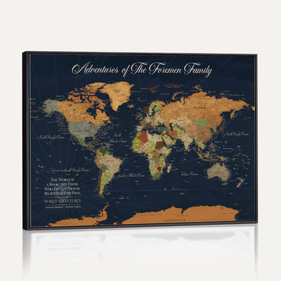 84352304-MGV-CV-36X24 - Custom Push Pin Travel Map Canvas Print, Honeymoon and Anniversary Gift, Living Room and Dining Room Decor