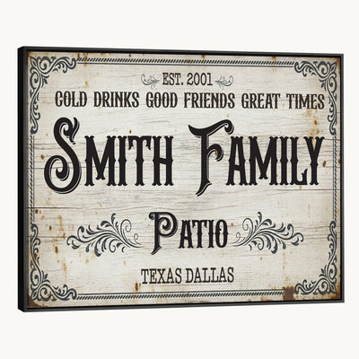 82858529-MGV-CV-36X24 - Custom Family Patio Sign Wall Art Canvas Print, Personalized Rustic Backyard Decor