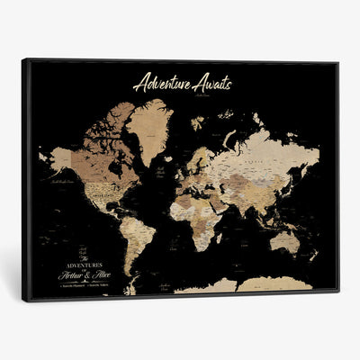 88415067-MGV-CV-36X24 - Custom Push Pin World Map Canvas Print | Personalized Travel Map Wall Art
