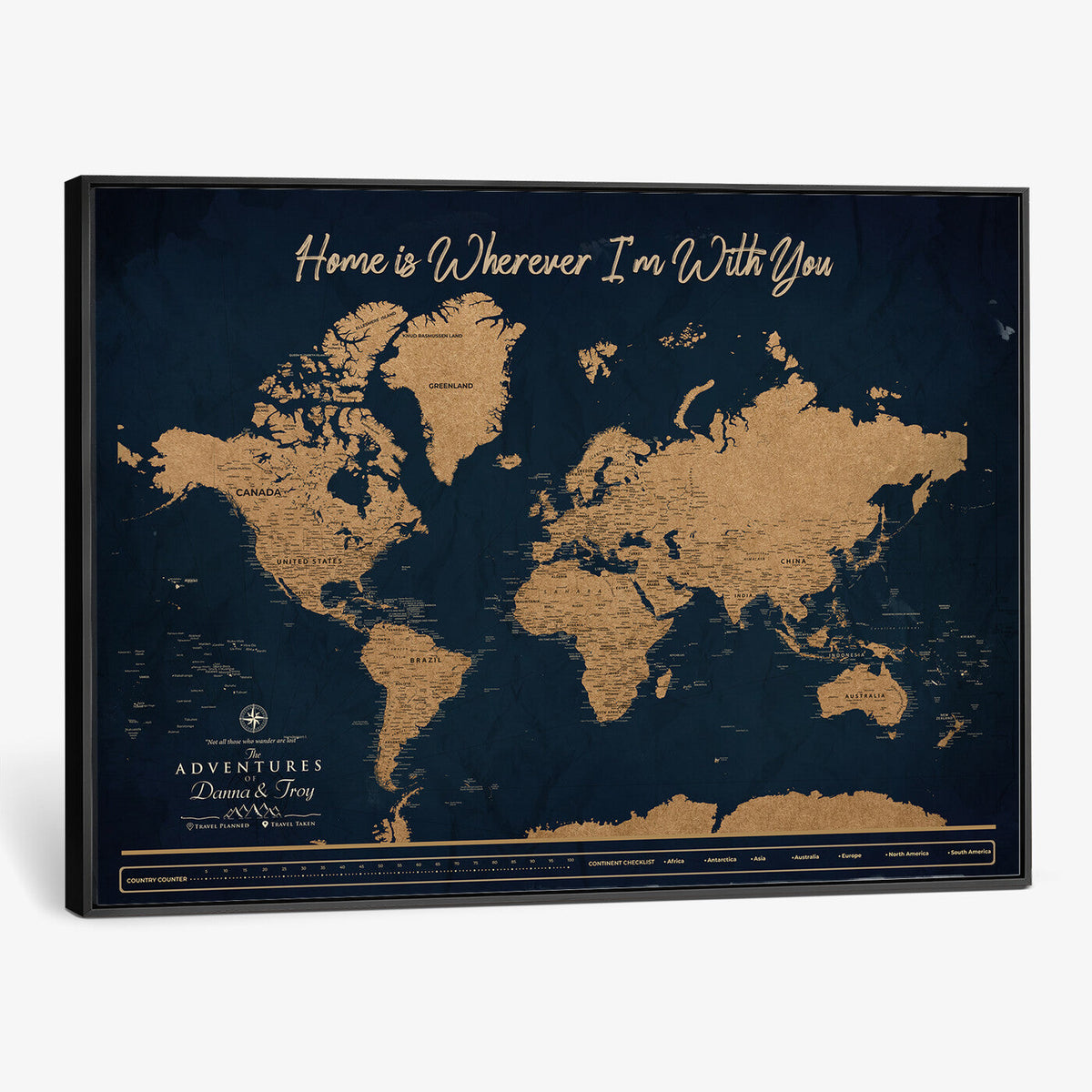 45598170-MGV-CV-36X24 - Custom Push Pin World Map Canvas Print | Personalized Travel Map Wall Art