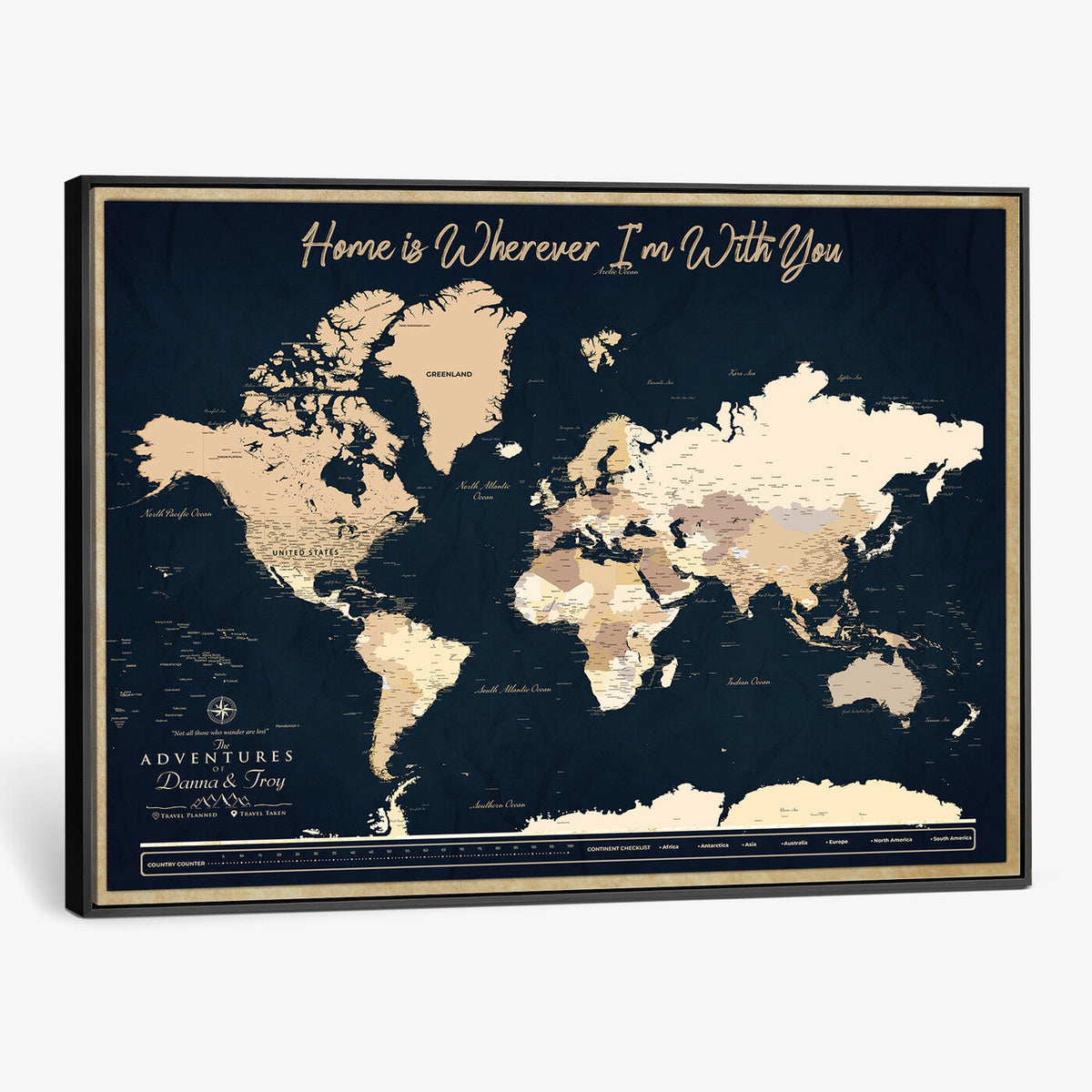 29990805-MGV-CV-36X24 - Custom Push Pin World Map Canvas Print | Personalized Travel Map Wall Art