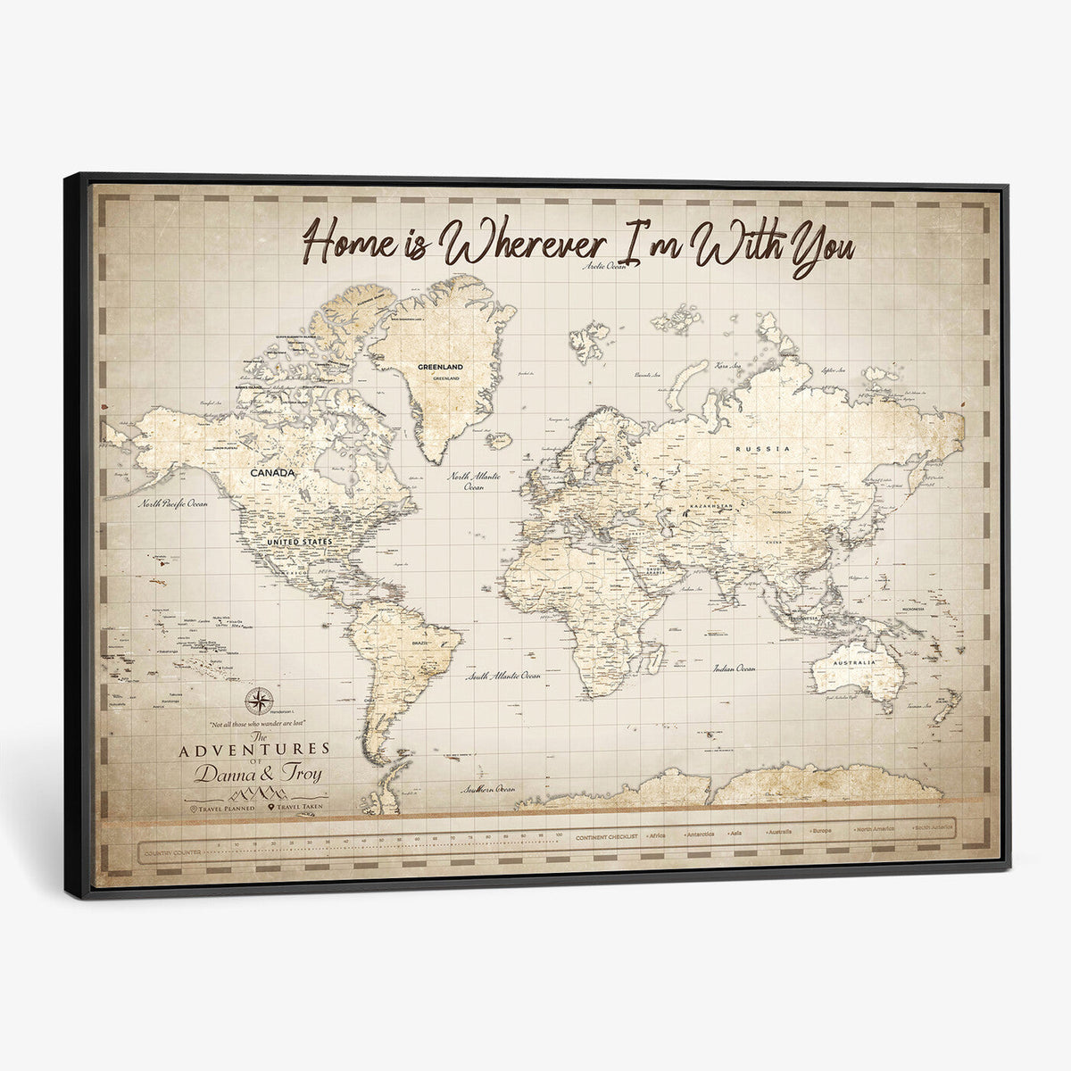 40086720-MGV-CV-36X24 - Custom Push Pin World Map Canvas Print | Personalized Travel Map Wall Art