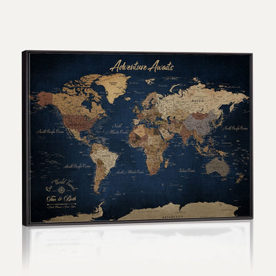 74477969-MGV-CV-36X24 - Custom Push Pin World Map Canvas | Personalized Travel Tracker | Wedding Anniversary Gift for Couples | Adventure Map Wall Art with Pins