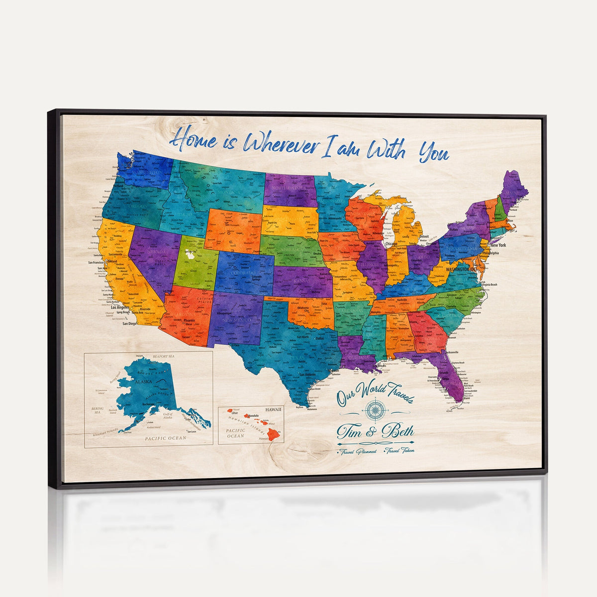 588510355-MGV-CV-36X24 - Personalized USA Push Pin Travel Map | Custom United States Map Wall Art