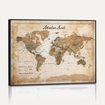 1954256765-MGV-CV-36X24 - Custom Push Pin World Map Canvas PRINT | Personalized Travel Tracker | Wedding Anniversary Gift