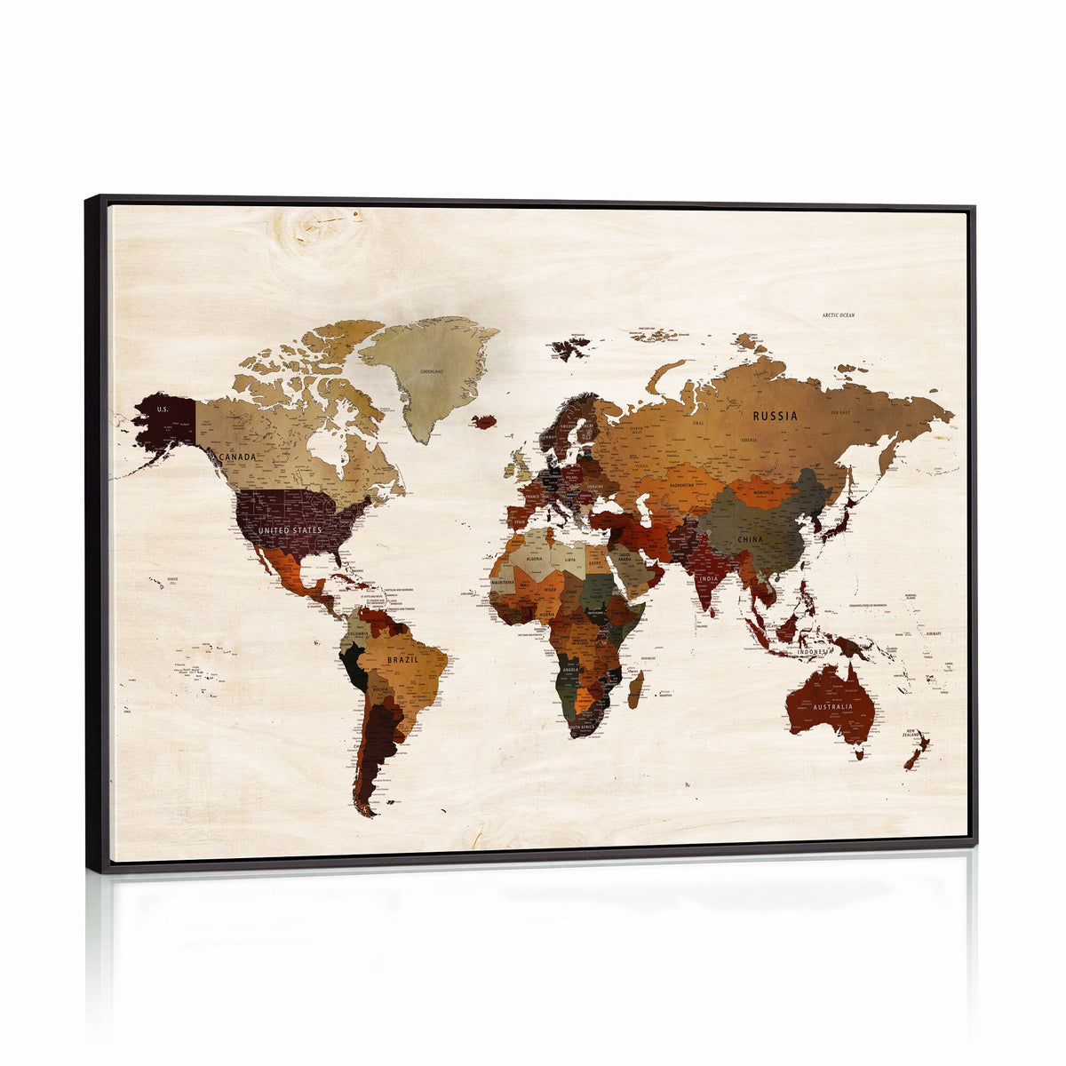 35728547D-MGV-CV-36X24 - Custom Push Pin World Map Wall Art Canvas Print – Personalized Travel Tracker with Pins Framed Large for Home and Office Decor