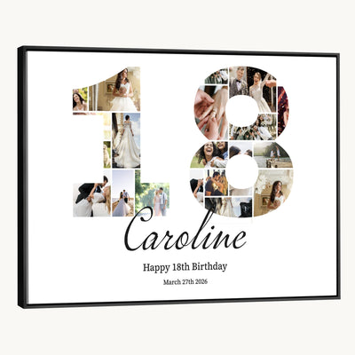 CSTM914DD-MGV-CV-36X24 - Number Photo Mosaic Canvas Print – Personalized Birthday Number Made of Your Photos