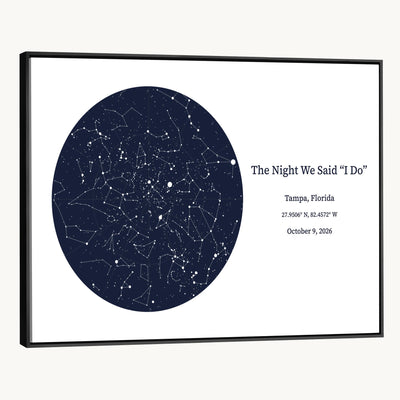 CSTM914STR-MGV-CV-36X24 - Custom Star Map Canvas Print – Personalized Night Sky Wall Art by Date and Location