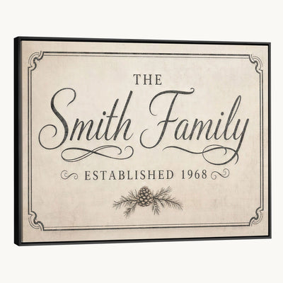 Personalized family sign in a farmhouse style room
