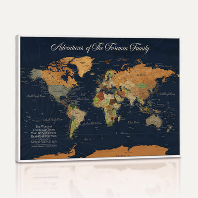 84352304-MGV-CV-36X24 - Custom Push Pin Travel Map Canvas Print, Honeymoon and Anniversary Gift, Living Room and Dining Room Decor