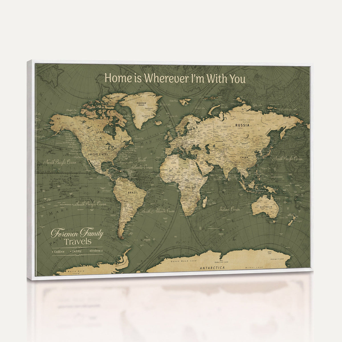 31715895-MGV-CV-36X24 - Custom Push Pin World Map Wall Art Canvas Print | Personalized Travel Tracker with Pins Framed Large for Home and Office Decor