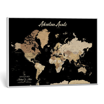 88415067-MGV-CV-36X24 - Custom Push Pin World Map Canvas Print | Personalized Travel Map Wall Art