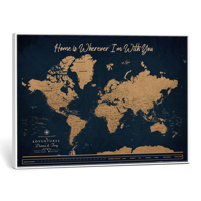 45598170-MGV-CV-36X24 - Custom Push Pin World Map Canvas Print | Personalized Travel Map Wall Art