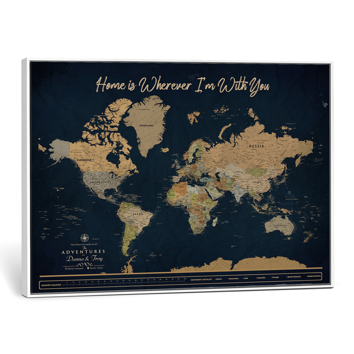 14276407-MGV-CV-36X24 - Custom Push Pin World Map Canvas Print | Personalized Travel Map Wall Art