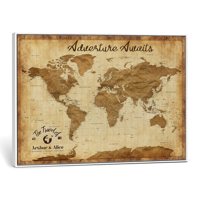 43427501-MGV-CV-36X24 - Custom Push Pin World Map Canvas Print | Personalized Travel Map Wall Art