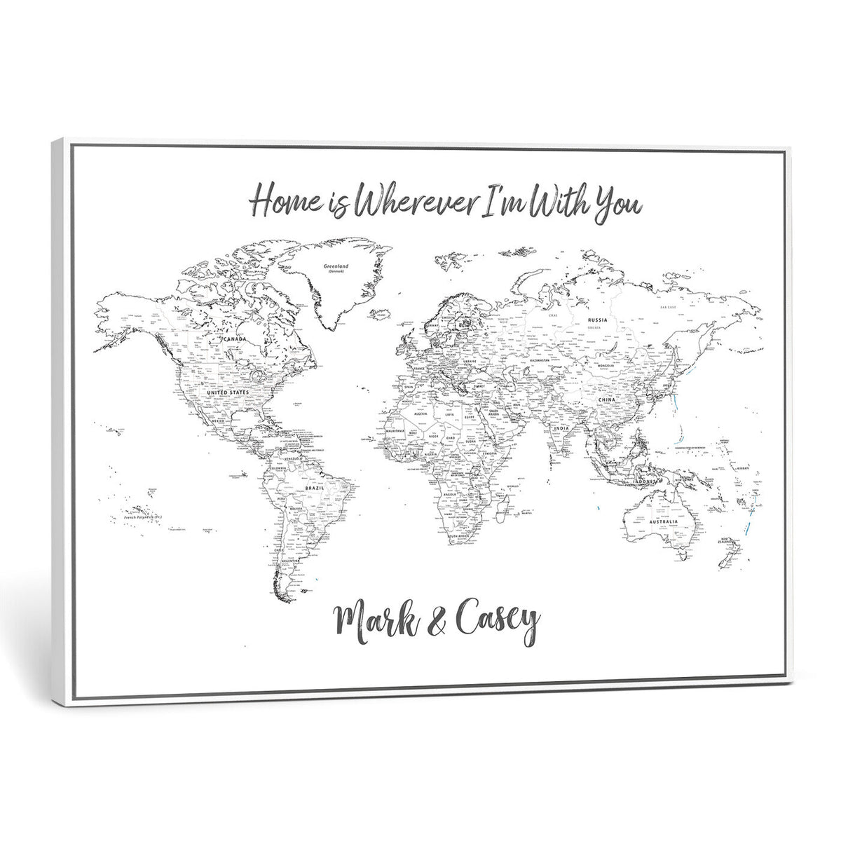 84721465-MGV-CV-36X24 - Custom Push Pin World Map Canvas Print | Personalized Travel Map Wall Art