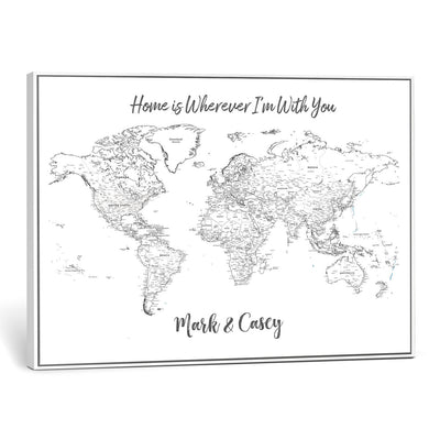 84721465-MGV-CV-36X24 - Custom Push Pin World Map Canvas Print | Personalized Travel Map Wall Art