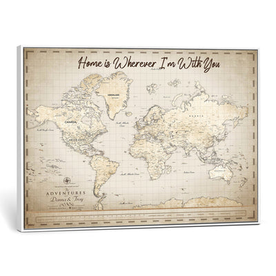 40086720-MGV-CV-36X24 - Custom Push Pin World Map Canvas Print | Personalized Travel Map Wall Art
