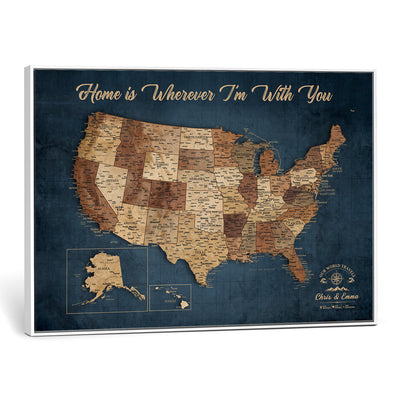 87620242N-MGV-CV-36X24 - Personalized USA Push Pin Travel Map Wall Art Canvas Print | Custom United States Map, Push Pin Map - USA Bucket List Map