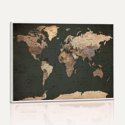 42327656-MGV-CV-36X24 - Extra Large Framed Personalize Push Pin World Map Wall Art Canvas Print for Travel Tracking - NEWMAP-116