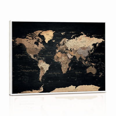 55335455D-MGV-CV-36X24 - Custom Push Pin World Map Wall Art Canvas Print – Personalized Travel Tracker with Pins Framed Large for Home and Office Decor