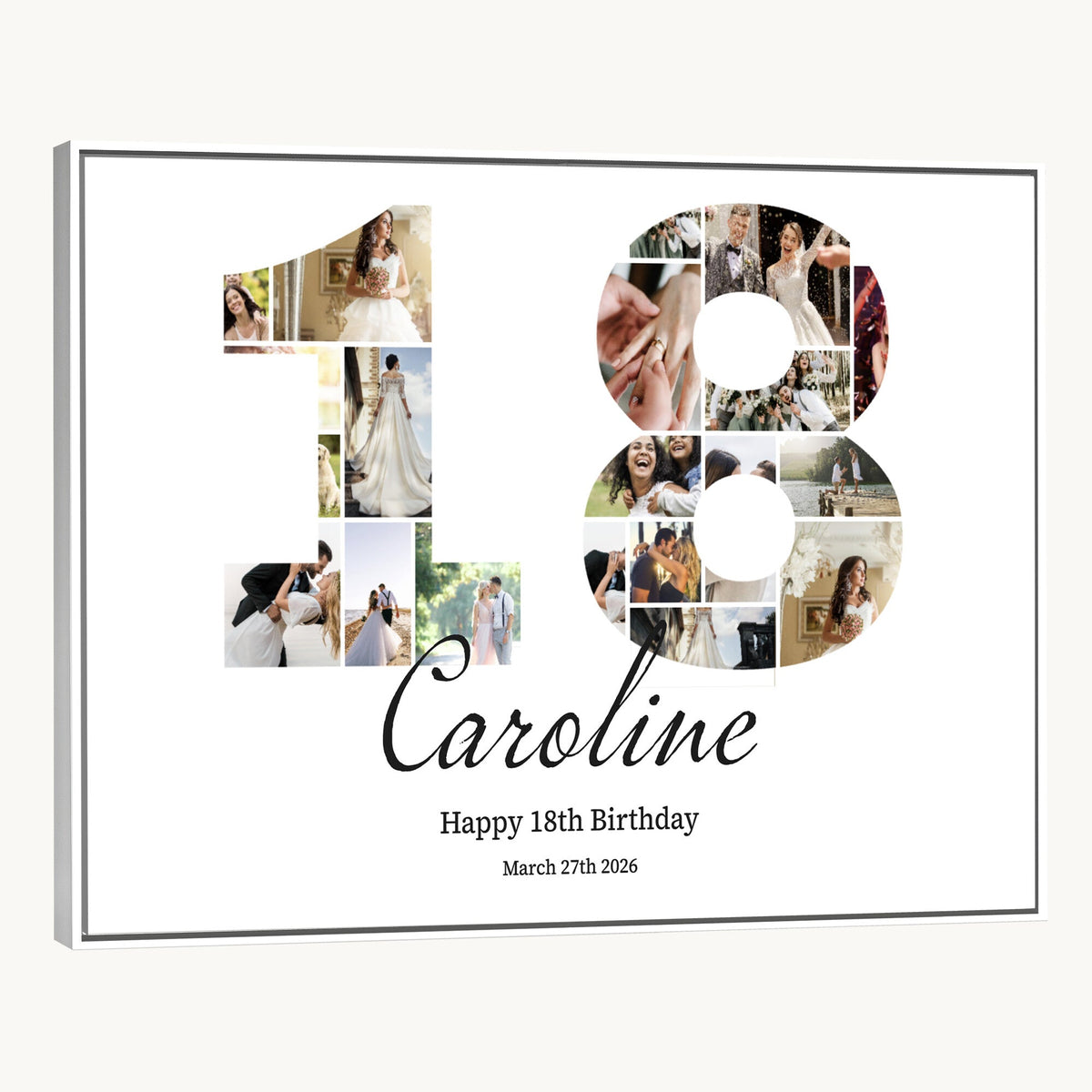 CSTM914DD-MGV-CV-36X24 - Number Photo Mosaic Canvas Print – Personalized Birthday Number Made of Your Photos