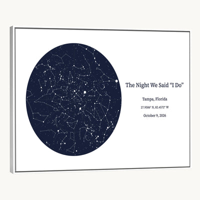 CSTM914STR-MGV-CV-36X24 - Custom Star Map Canvas Print – Personalized Night Sky Wall Art by Date and Location