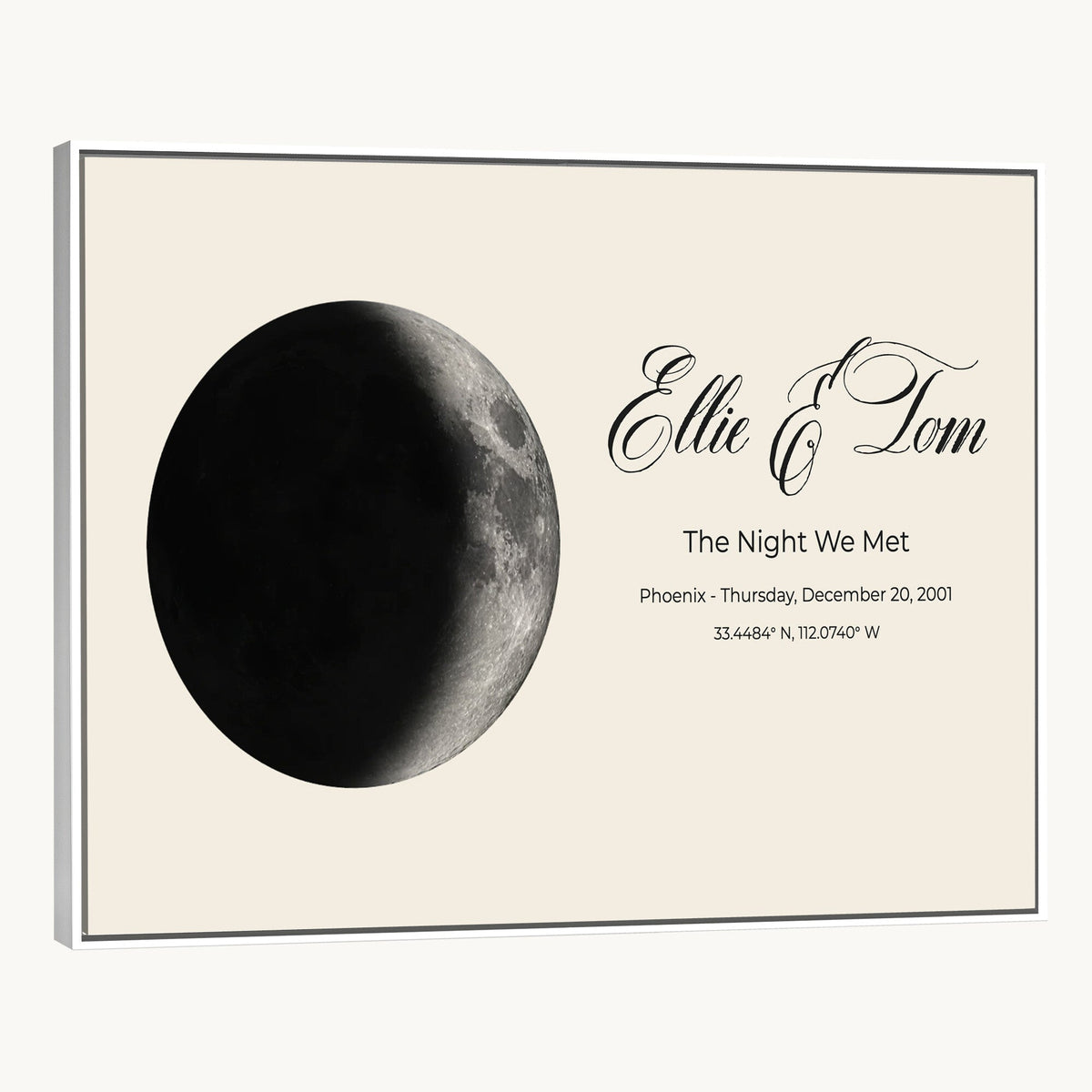 CSTM914MOON-MGV-CV-36X24 - Moon Phase Canvas Print – Personalized Moon from the Night You Met Wall Art