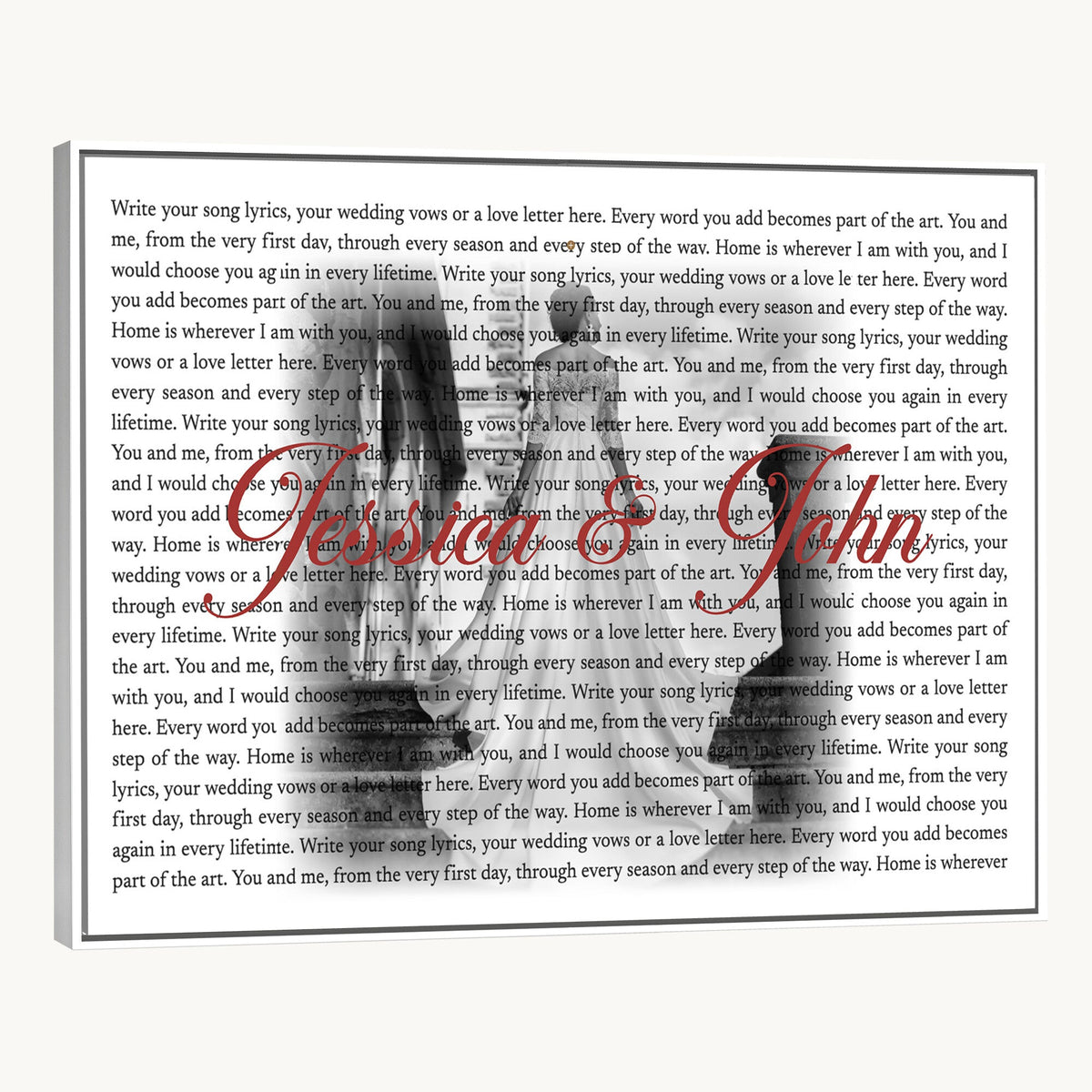 CSTM914LIRIK-MGV-CV-36X24 - Song Lyrics over Photo Canvas Print – Personalized Wedding Song and Photo Wall Art
