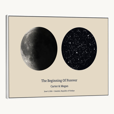 CSTM914LIRIKD-MGV-CV-36X24 - Moon and Stars Canvas Print – Personalized Moon Phase and Star Map Wall Art