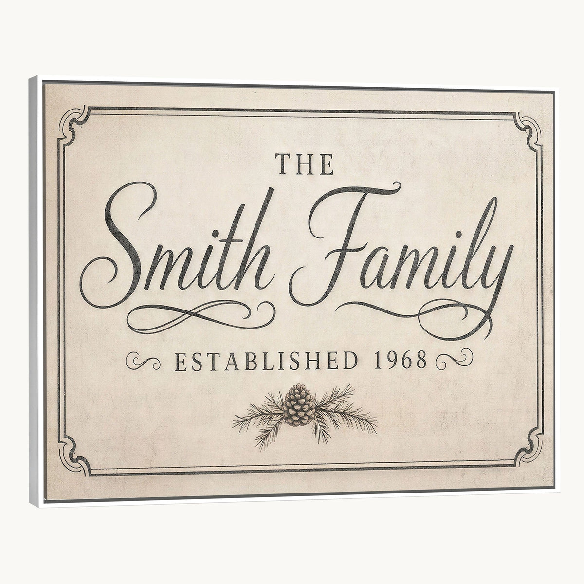 Custom established family sign, wall view
