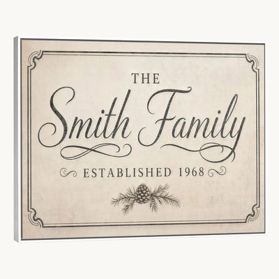 Custom established family sign, wall view