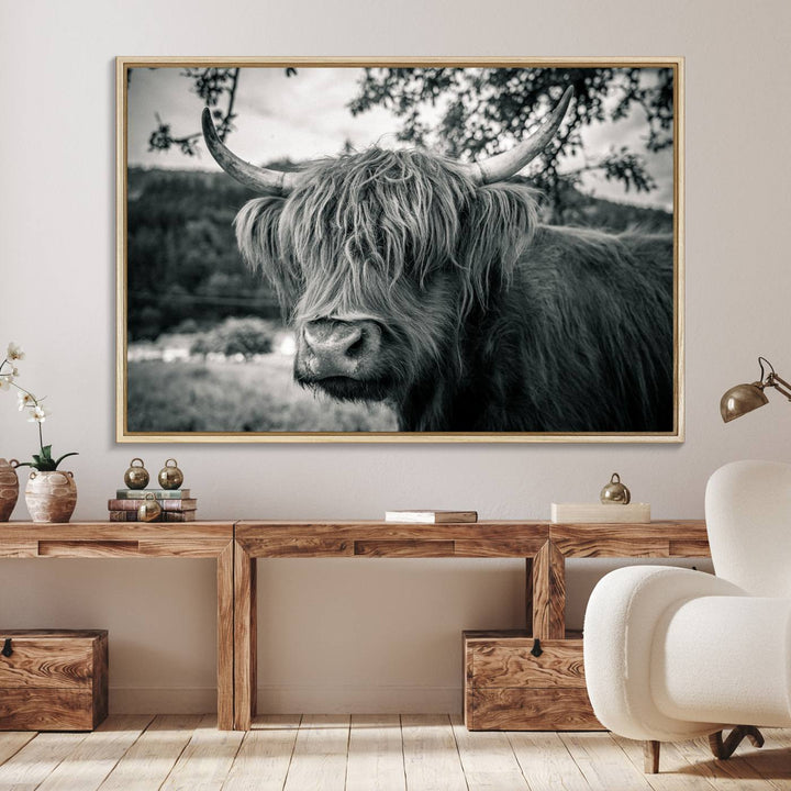 Highland Cow Wall Art Canvas Print Scottish Cattle Canvas Art