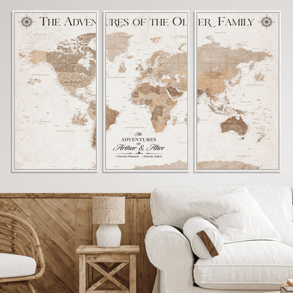 58395047-MGV-CV-36X24-Personalized Framed World Map Canvas Wall Art Print – Custom Push Pin Travel Tracker Lover - Custom World Map on Canvas