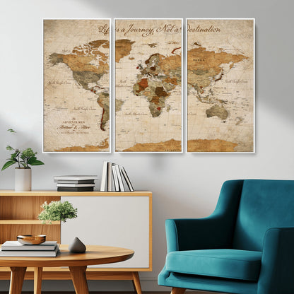 79036691-MGV-CV-30X20-Custom Push Pin World Map Wall Canvas Print – Personalized Travel Tracker with Pins – Framed Custom Quotie Canvas for Home Office Decor