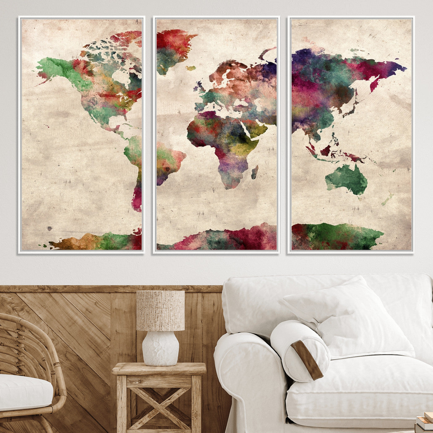 Push Pin World Map Canvas Print – Framed Wall Art for Couples to Track Their Travels – Anniversary Gift or Home Adventure Decor
