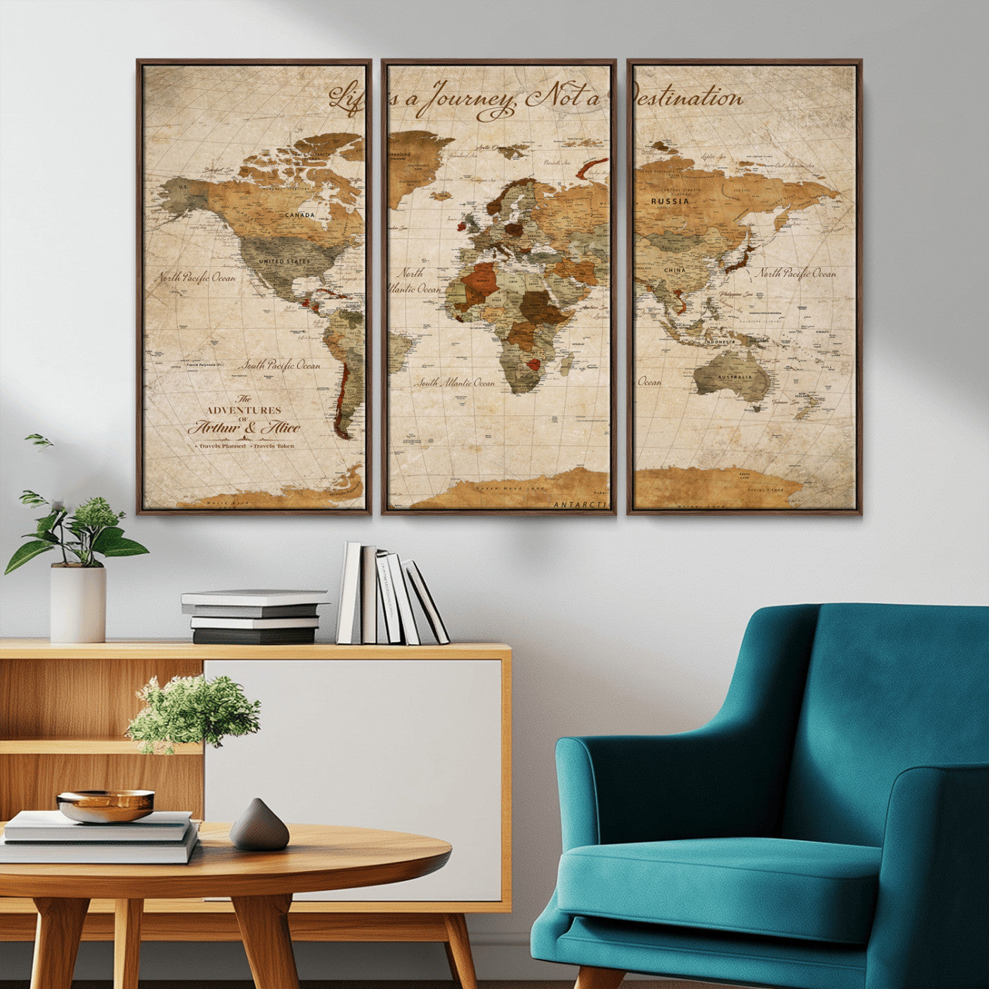 79036691-MGV-CV-30X20-Custom Push Pin World Map Wall Canvas Print – Personalized Travel Tracker with Pins – Framed Custom Quotie Canvas for Home Office Decor
