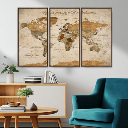 79036691-MGV-CV-30X20-Custom Push Pin World Map Wall Canvas Print – Personalized Travel Tracker with Pins – Framed Custom Quotie Canvas for Home Office Decor