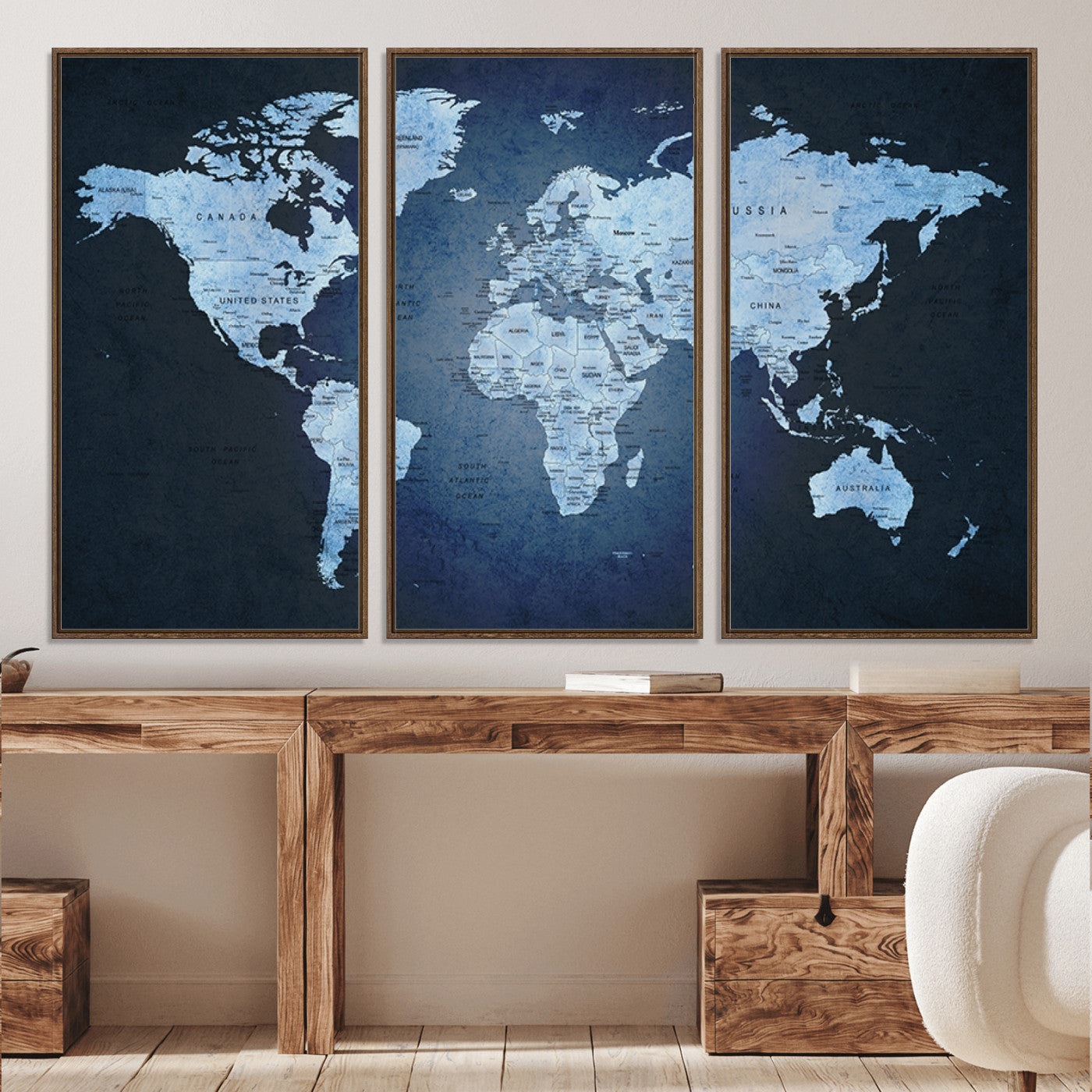 Push Pin World Map Canvas Print – Framed Wall Art for Couples to Track Their Travels – Anniversary Gift or Home Adventure Decor