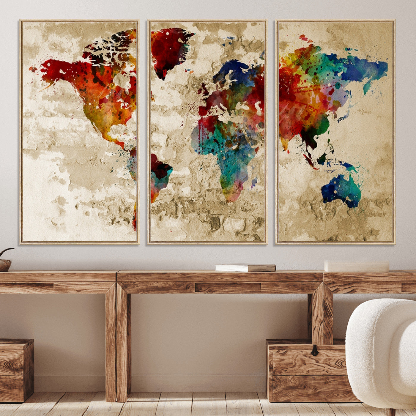 Push Pin World Map Canvas Print – Framed Wall Art for Couples to Track Their Travels – Anniversary Gift or Home Adventure Decor